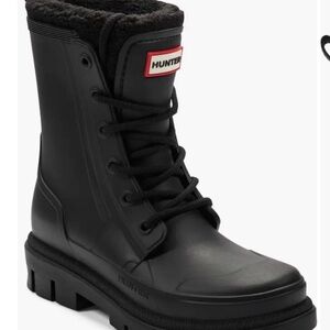 Hunter Black Insulated Lace-Up Boots